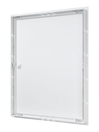 Дверца пластиковая АБС 418х518 (396х496) белая с фланцем, ручка