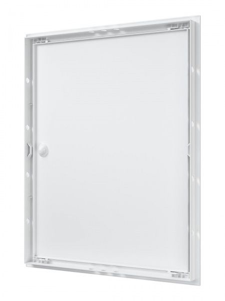 Дверца пластиковая АБС 418х518 (396х496) белая с фланцем, ручка
