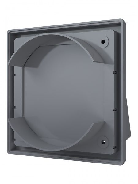 Выход стенной пластиковый D-125, 150х150мм, с клапанном (серый)