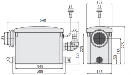 Канализационная насосная станция SANIVORT 405 M (400 Вт, Qмакс - 145 л/мин; Нмакс - 8 м)