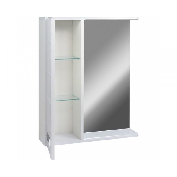 Зеркало "Вега 60" 600х150х700, со шкафчиком СЛЕВА, с подстветкой