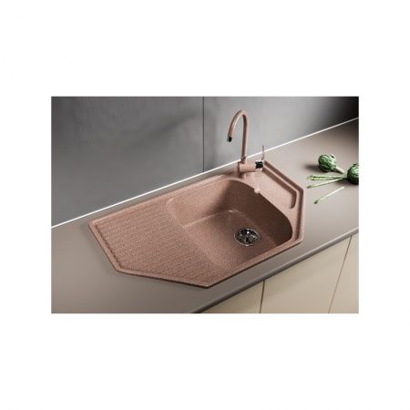 Мойка ML-GM24 угловая с крылом, терракотовая, иск.мрамор 780х485х170мм (307)