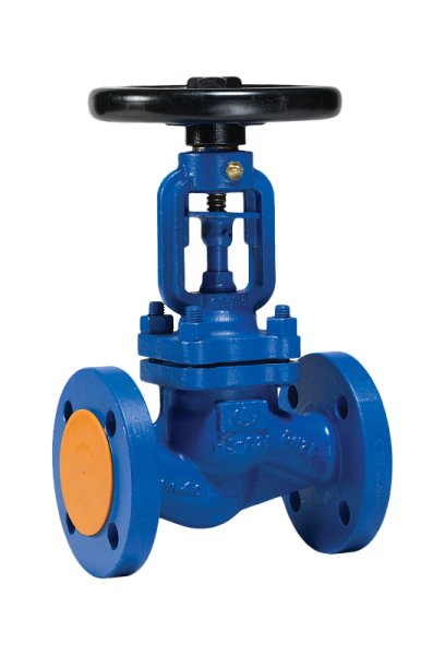 Вентиль KV45-020, Ду 20,  Ру-40,  Тмакс-400 °C (стальной, фланцевый, сильфонное уплотнение)