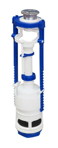 Узел выпуска бачка унитаза, 2 кнопки, пл/хром