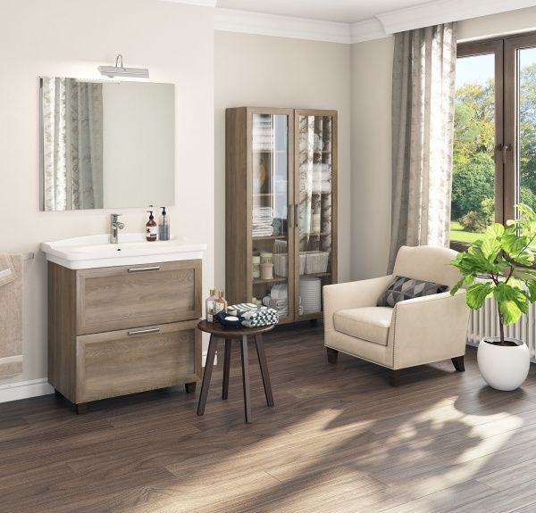 Умывальник мебельный "Модерн-850" с переливом, без комплекта, 1 отверстие, белый