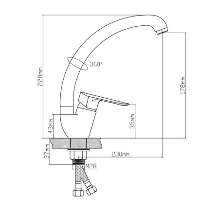 Смеситель BOOU для кух. однор.,высок.изл. B8274-10F