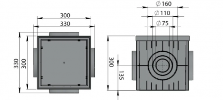 Дождеприемник ДП-30.30-ПП  300х300 мм (пластиковый) черный