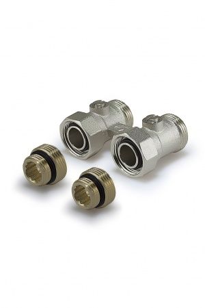 Узел нижнего подключения стальных радиаторов, прямой Евроконус 3/4"х"Американка" 1/2" (с кранами)