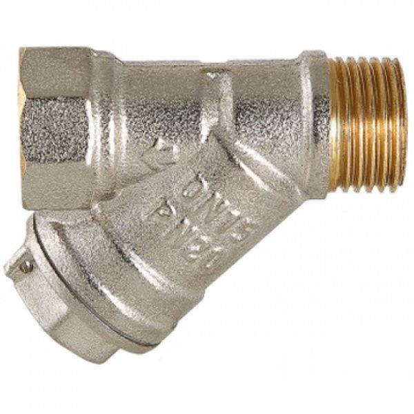 Фильтр косой сетчатый латунный Ду 20 (хром.) (муфта/резьба)