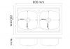 Мойка нержавеющая накладна 2 чаши 60х80 (0,6), выпуск 3 1/2, глубина 17см, с сифоном