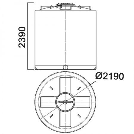 Емкость ПЭ цилиндрическая синего цвета 8000л (8000ВФ560К2)