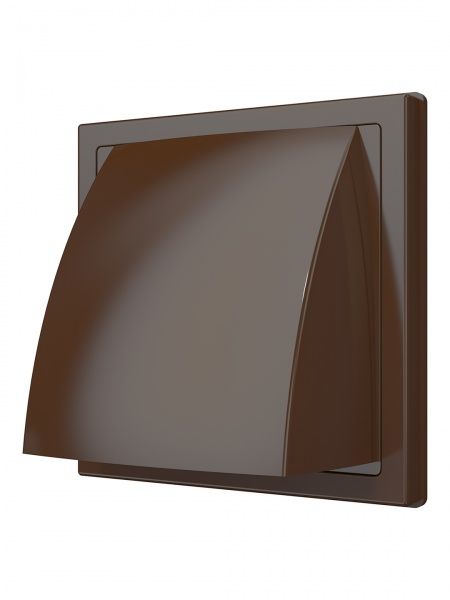 Выход стенной пластиковый D-100, 150х150мм, с клапанном (коричневый)