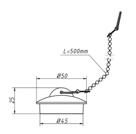 Пробка с цепочкой для сифона 45мм (Синяя)
