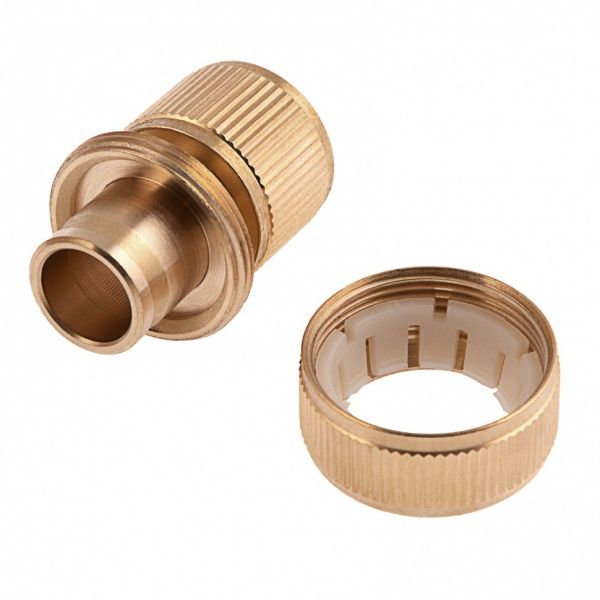 Соединитель быстросъемный латунный для шланга 3/4" + Аквастоп