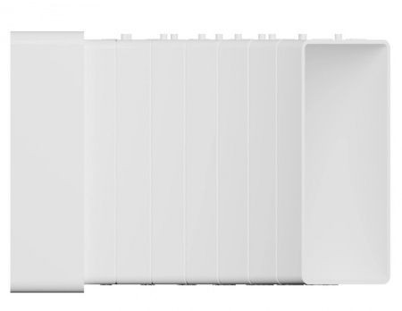 Соединительное УНИВЕРСАЛЬНОЕ колено прямоугольное вертикальное 55*110 мм. пластиковое, белое