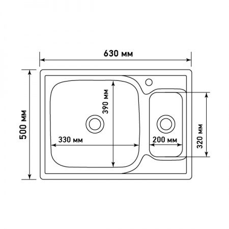 Мойка нержавеющая накладна 2 чаши 50х63 (0,8), выпуск 3 1/2, глубина 18см, с сифоном