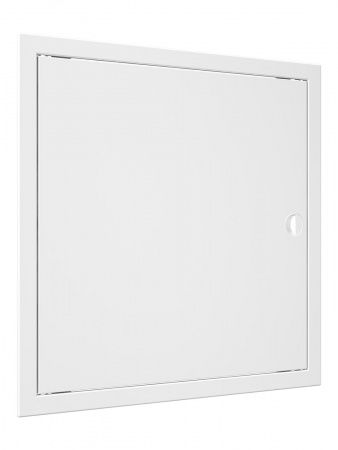 Дверца пластиковая АБС 418х418 (396х396) белая с фланцем, ручка