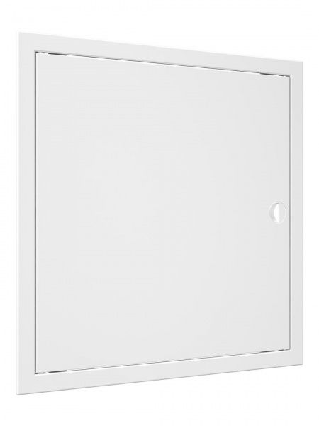 Дверца пластиковая АБС 418х418 (396х396) белая с фланцем, ручка