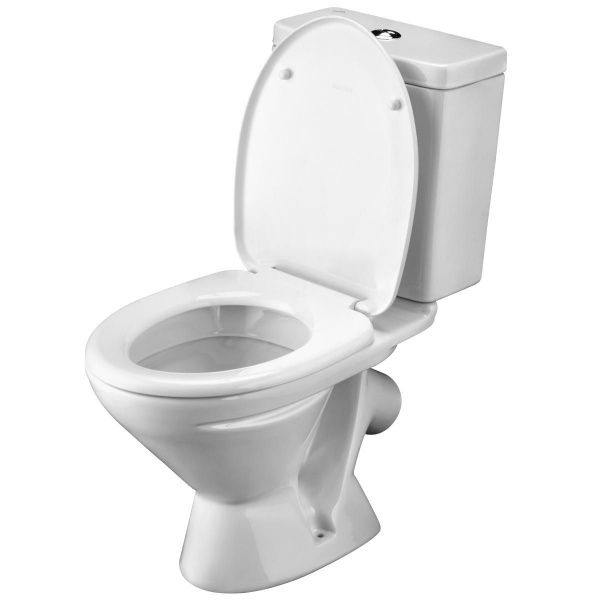 Унитаз Лига с бачком, белый, 2 х кн.арм., косой выпуск, нижн.подв., сиденье полипропилен