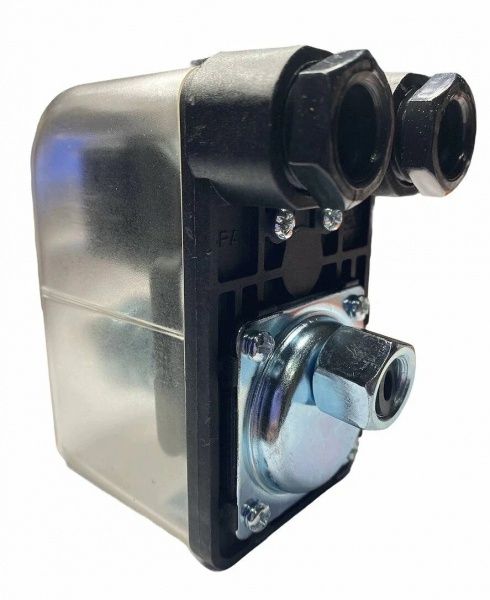 Реле давления для насоса TIM PS-06B 1/4" вн. (диапазон настройки 2,1-3 бар) прозначный корпус