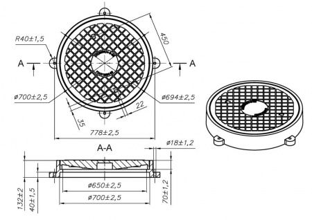 Люк чугунный, сверхтяжелый СТ (Е600)