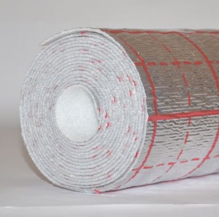 Рулонный утеплитель для теплого пола, металлизированный, с разметкой t-3мм, 30м2 (1,2х25м)