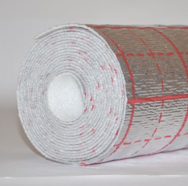 Рулонный утеплитель для теплого пола, металлизированный, с разметкой t-3мм, 30м2 (1,2х25м)