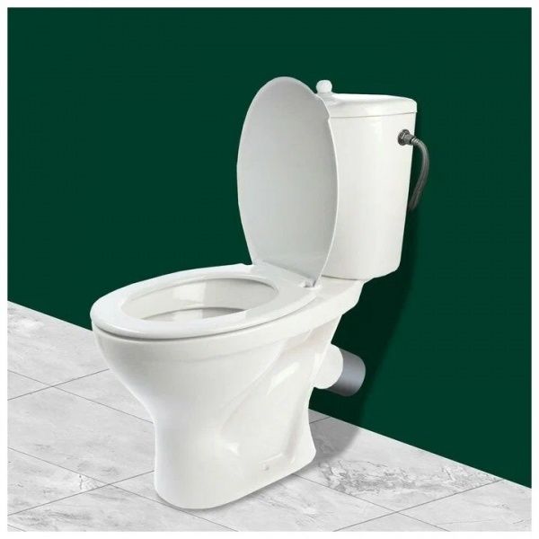 Унитаз "Оптима Эконом" с бачком, белый, шток, косой выпуск, бок.подв., сиденье полипропилен