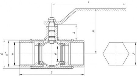 Кран шаровый, цельносварной муфтовый LD КШЦМ Ду 80 Ру25 ст. 20