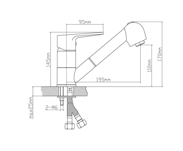 Смеситель BOOU для кух. однор.,гибкий изл. B8282-8