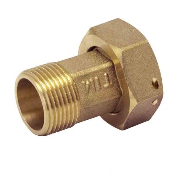 Присоединитель латунный с прокладкой для счетчика воды Ду 15 (1 штука)