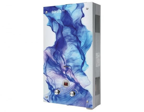Водонагреватель газовый OASIS Eco D-20D Синяя абстракция, 10 л/мин (с дисплеем)
