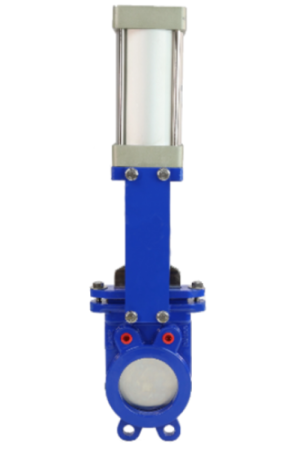 Задвижка шиберная, стальная Ду 125, Ру10 с пневмоприводом