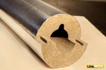 Цилиндр минераловатный кашированный 76х40-1000 (покрытие армированной алюминиевой фольгой)