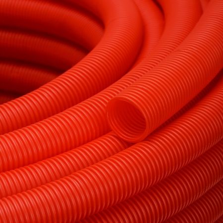 Кожух гофрированный Ду 22, для м/п трубы 16мм, КРАСНЫЙ (бухта 120м)