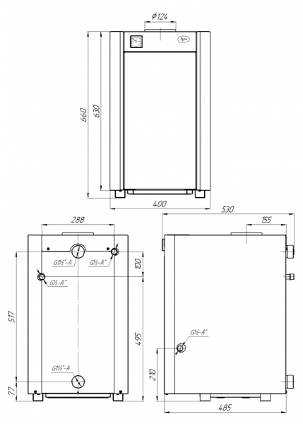 Котел газовый "Луч" КСГ-16 (одноконтурный, открытая камера сгорания)