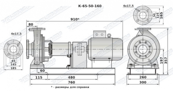 Насос К 65-50-160-с на раме, под электродвигатель 5,5х3000
