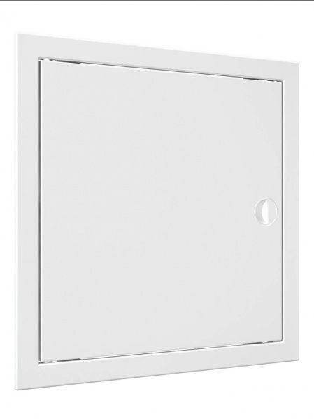 Дверца пластиковая АБС 318х318 (296х296) белая с фланцем, ручка