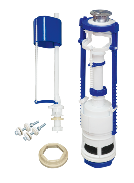 Арматура к унитазу, нижняя подводка, 2 кнопки, пластик/хром, АС-12.1М