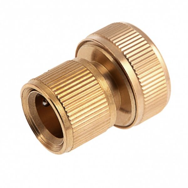 Соединитель быстросъемный латунный для шланга 3/4" + Аквастоп