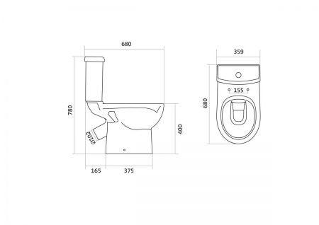 Унитаз Юнион с бачком, белый, 2 х кн.арм., косой выпуск, нижн.подв., сиденье дюропласт, микролифт