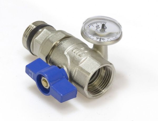 Комплект кранов ПРЯМЫХ с термометром 1" - "Американка " (комплект 2 шт.) TIM