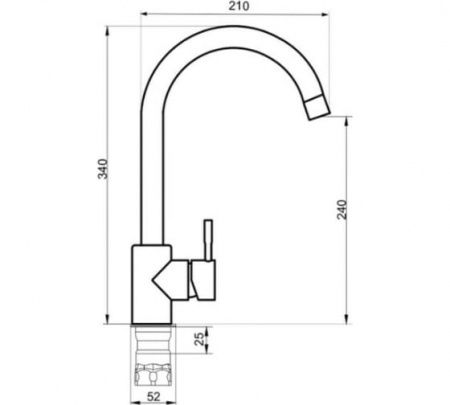 Смеситель РМС для кух. однор., выс.изл. SUS124BL-017F