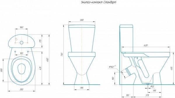Унитаз "Стандарт", белый, 1кноп.,косой вып.,нижн.подв., сиденье полипропилен