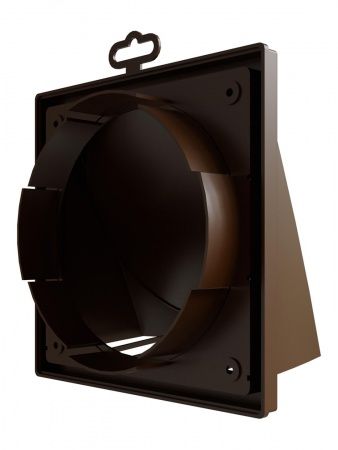 Выход стенной пластиковый D-150/160, 190х190мм, с клапанном (коричневый)