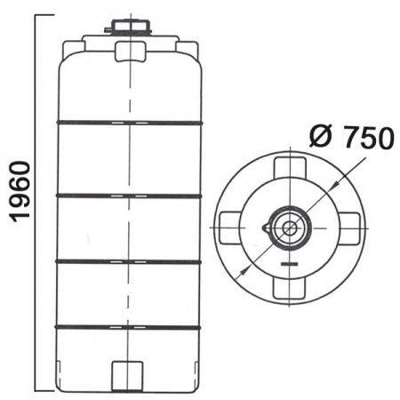 Емкость ПЭ цилиндрическая синего цвета 780л (780ВК)