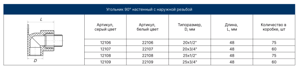 Угольник НР с креплением 20х1/2" (БЕЛЫЙ) FD  (15/75)