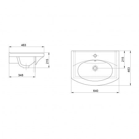 Умывальник мебельный "Новая грань" с переливом, без комплекта, 1 отверстие, белый