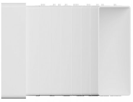 Соединительное УНИВЕРСАЛЬНОЕ колено прямоугольное вертикальное 60*120 мм. пластиковое, белое