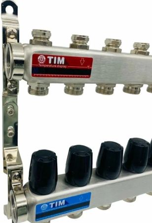 Термометр-полоска на коллекторах обратки (синяя)